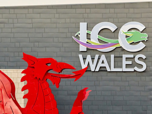 The exterior of ICC Wales in the daytime